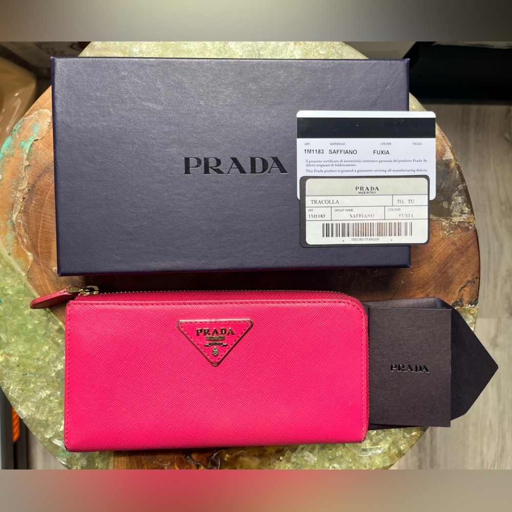 Prada Vibrant Pink Zip-Around Wallet